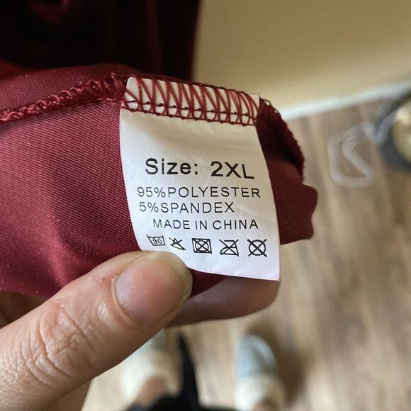 Ababalaya Crushed Velvet Maroon Red Slit Maxi Dress‎ XXL Dark Romantic - Picture 12 of 14